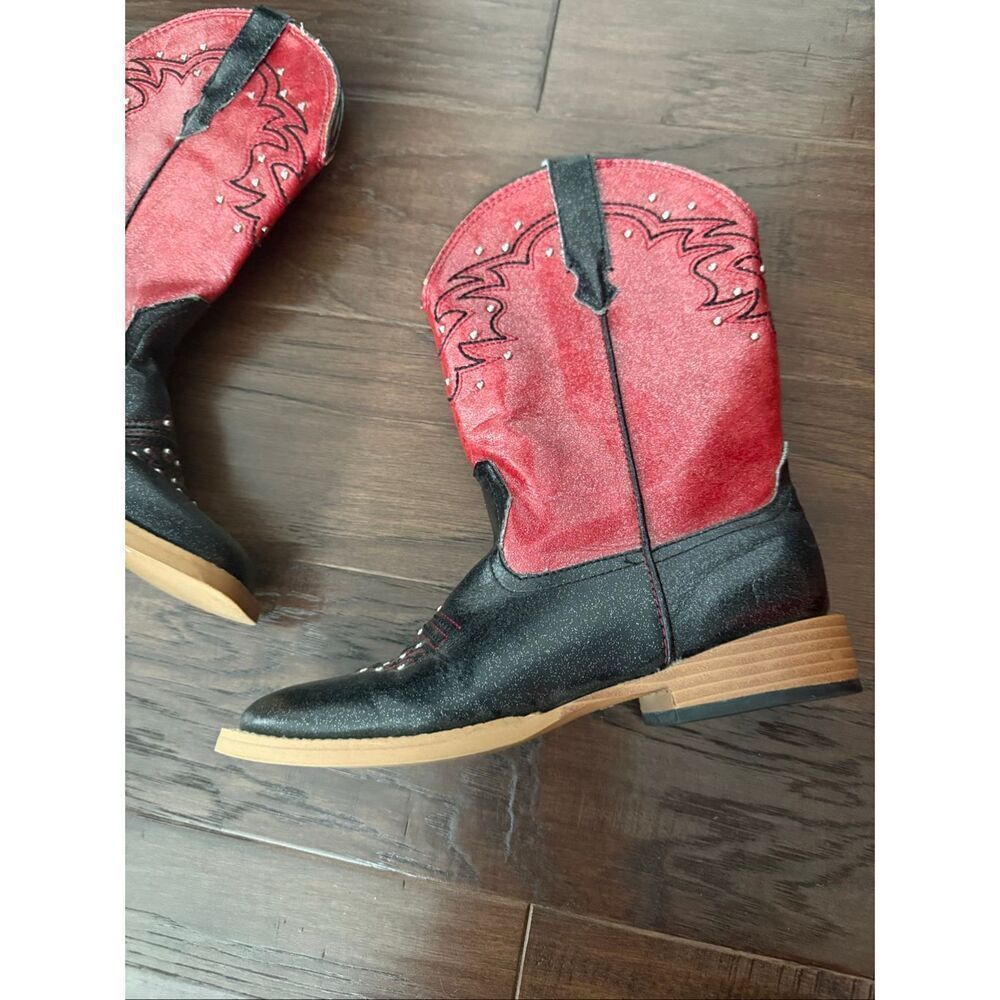 Roper Girl’s Sparkle Red and Black Cowgirl Boots size 3 - Picture 5 of 6